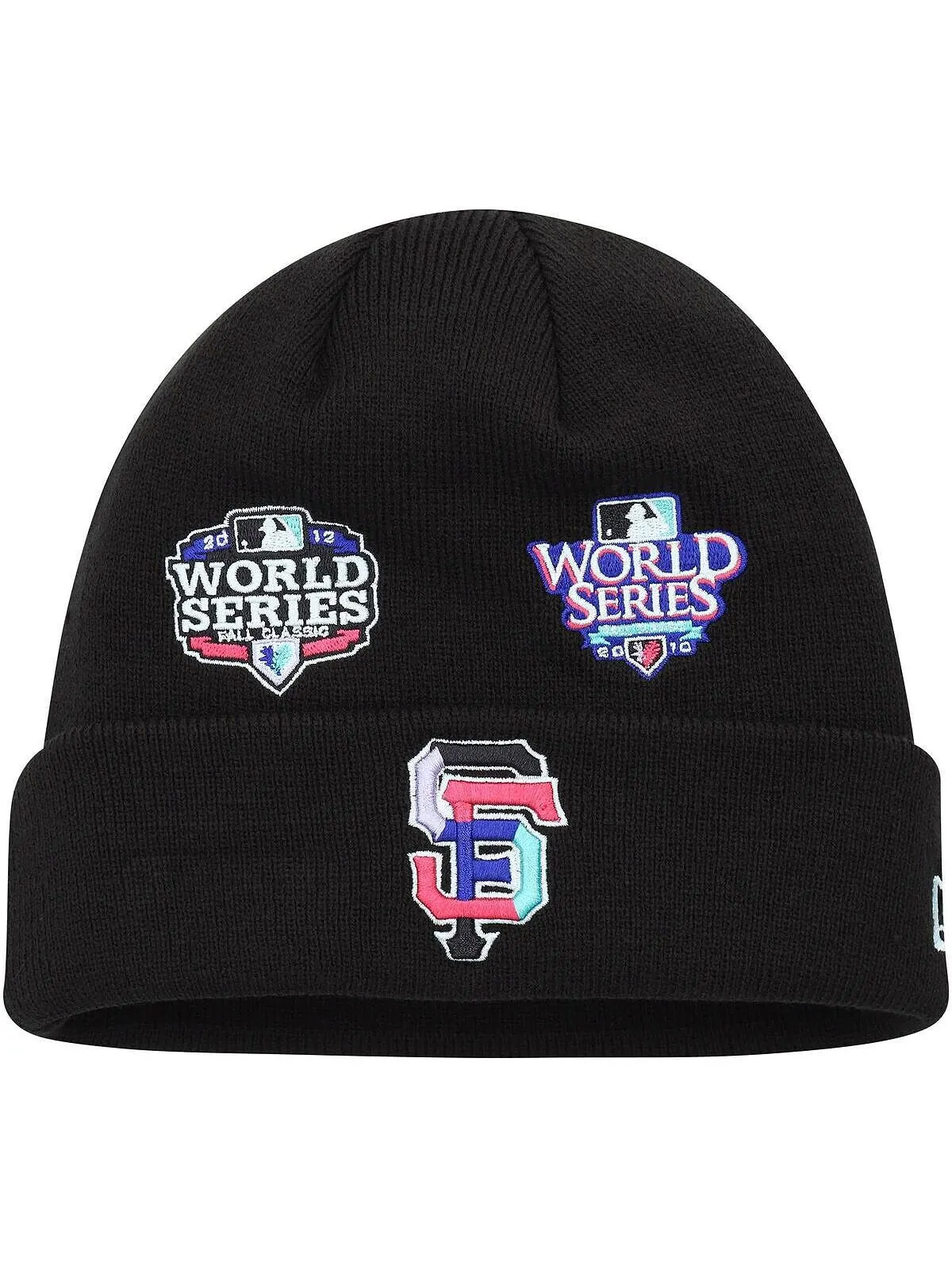 Мужская черная вязаная шапка San Francisco Giants Polar Lights с манжетами New Era — изображение 1 из 1, черный