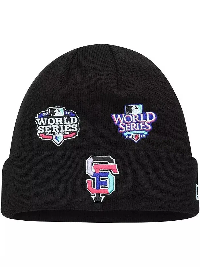 Мужская черная вязаная шапка San Francisco Giants Polar Lights с манжетами New Era