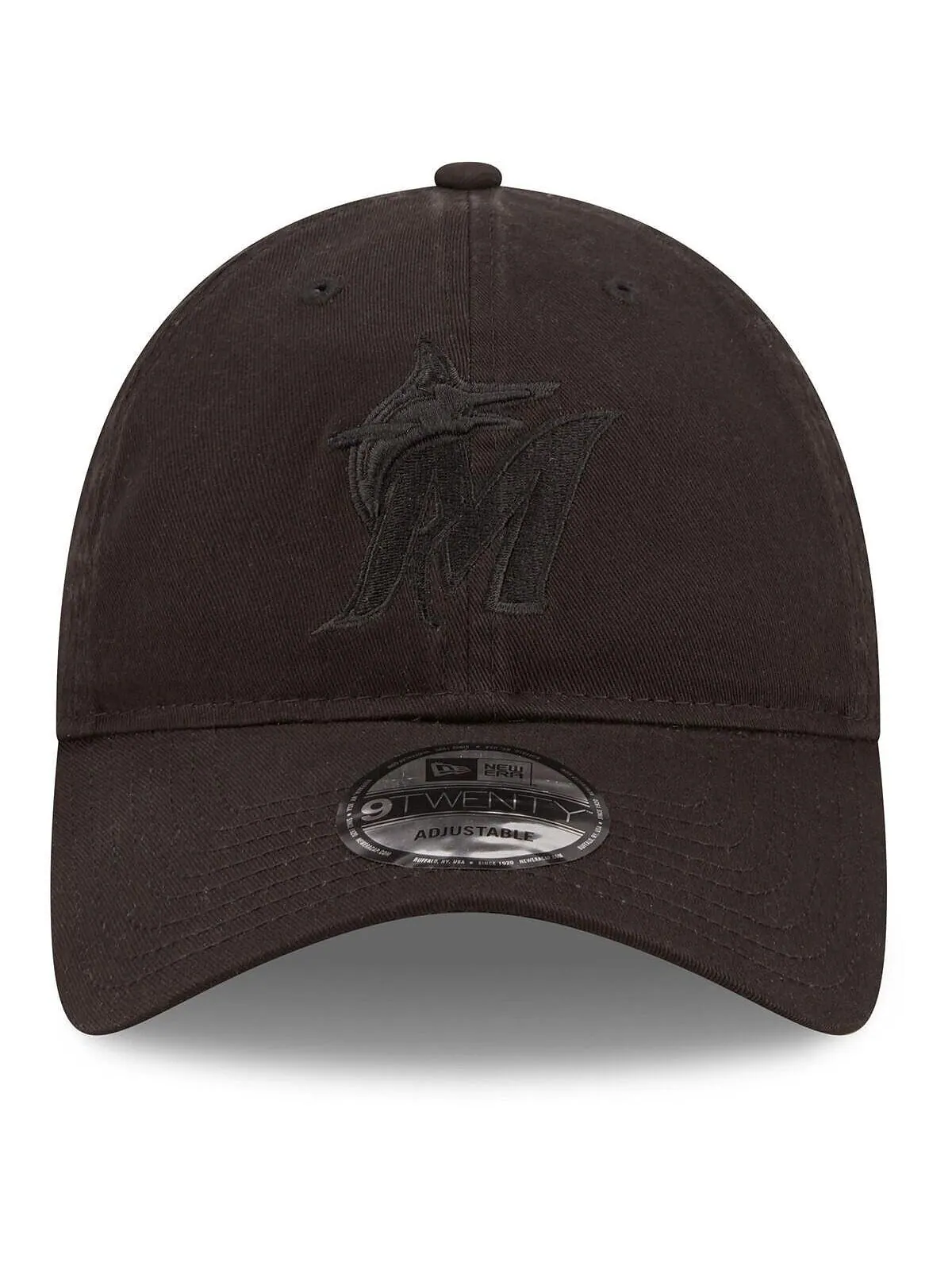 Мужская регулируемая кепка Miami Marlins Black on Black Core Classic 2.0 9TWENTY New Era — изображение 2 из 4, черный