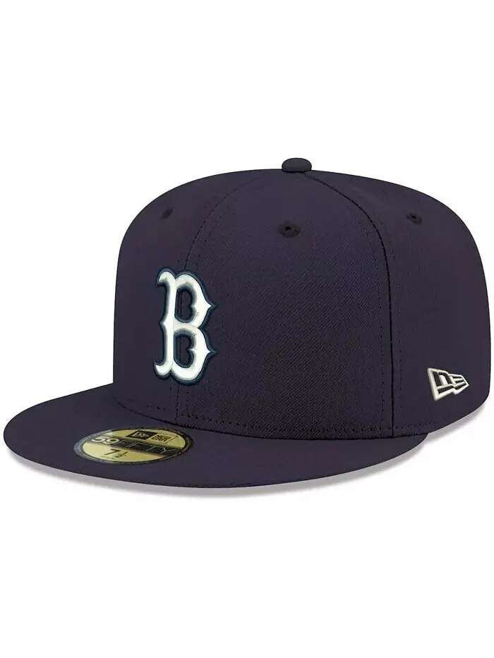 Мужская темно-синяя кепка Boston Red Sox Logo белая 59FIFTY приталенная кепка New Era
