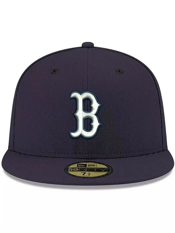 Мужская темно-синяя кепка Boston Red Sox Logo белая 59FIFTY приталенная кепка New Era — изображение 2 из 4