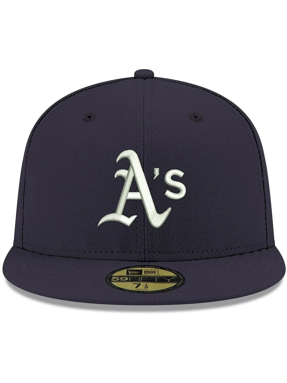 Мужская темно-синяя приталенная шляпа с логотипом Oakland Athletics, белая 59FIFTY New Era — изображение 2 из 2, темно-синий