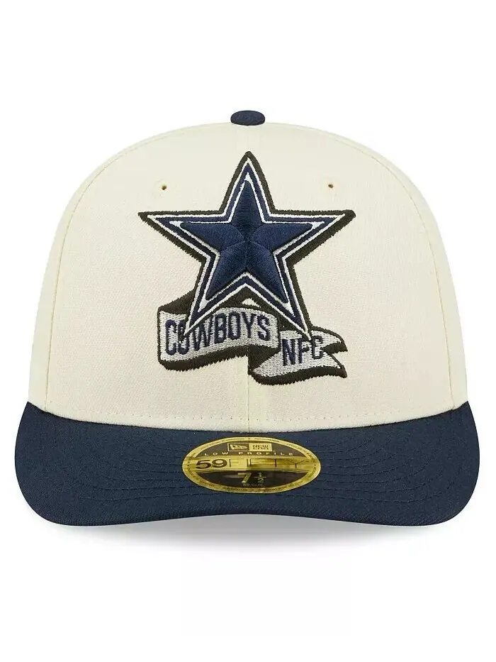 Мужская кремовая, темно-синяя шляпа Dallas Cowboys 2022 Sideline Low Profile 59FIFTY New Era — изображение 2 из 4