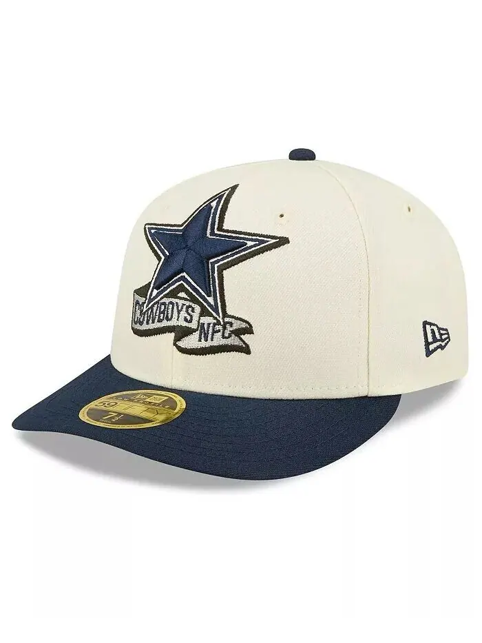 Мужская кремовая, темно-синяя шляпа Dallas Cowboys 2022 Sideline Low Profile 59FIFTY New Era — изображение 3 из 4