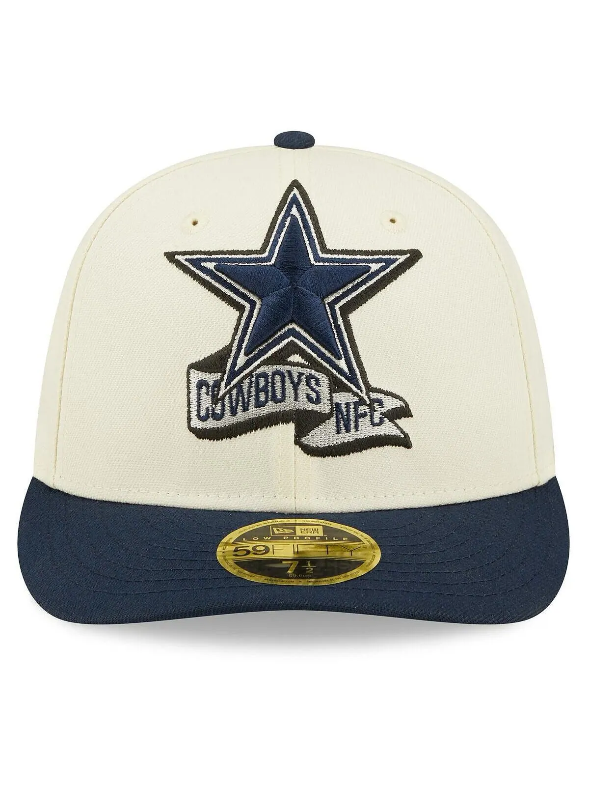 Мужская кремовая, темно-синяя шляпа Dallas Cowboys 2022 Sideline Low Profile 59FIFTY. New Era — изображение 2 из 4