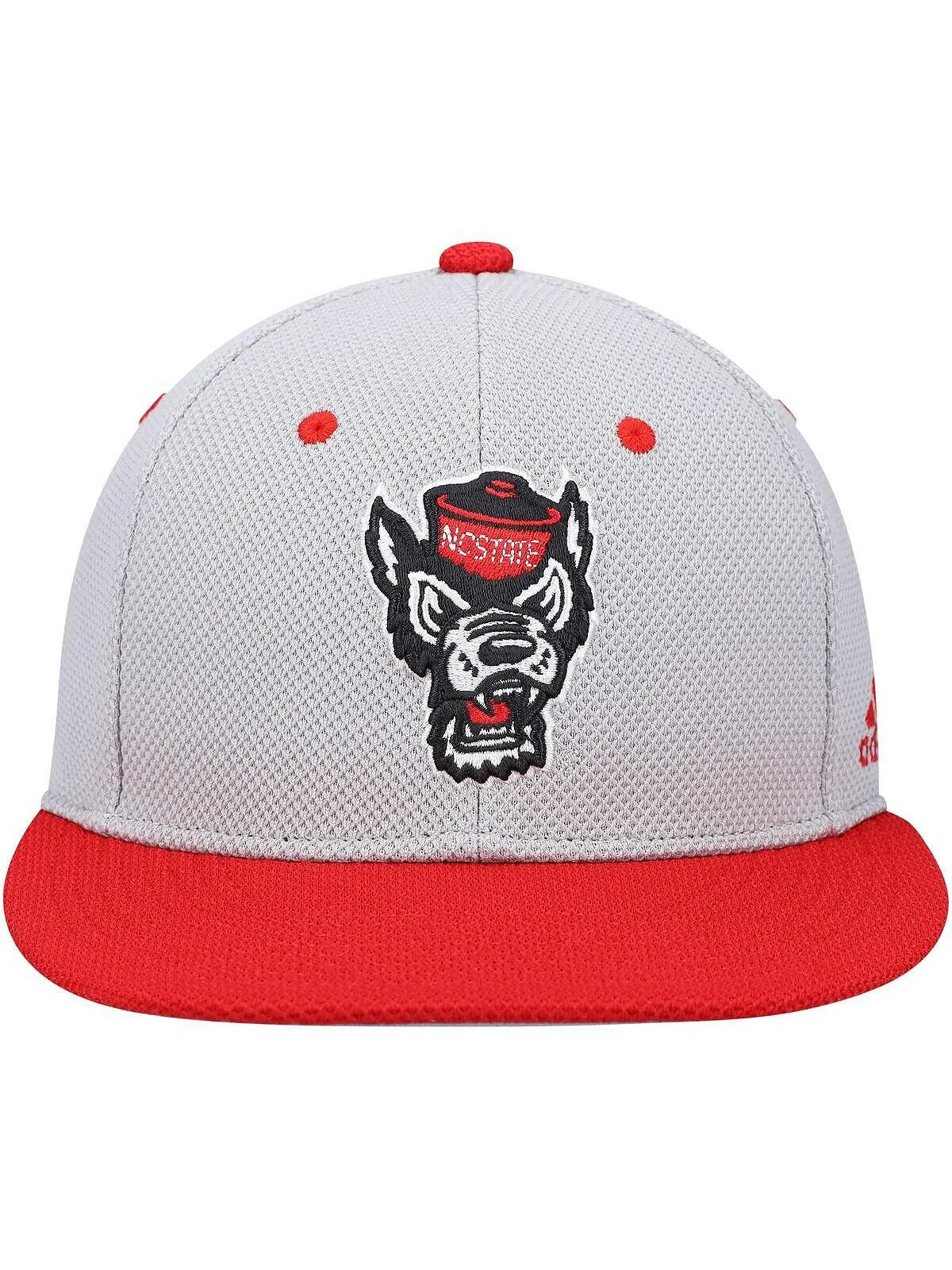 Мужская серо-красная бейсбольная кепка NC State Wolfpack для игрового поля adidas — изображение 2 из 4, серый красный