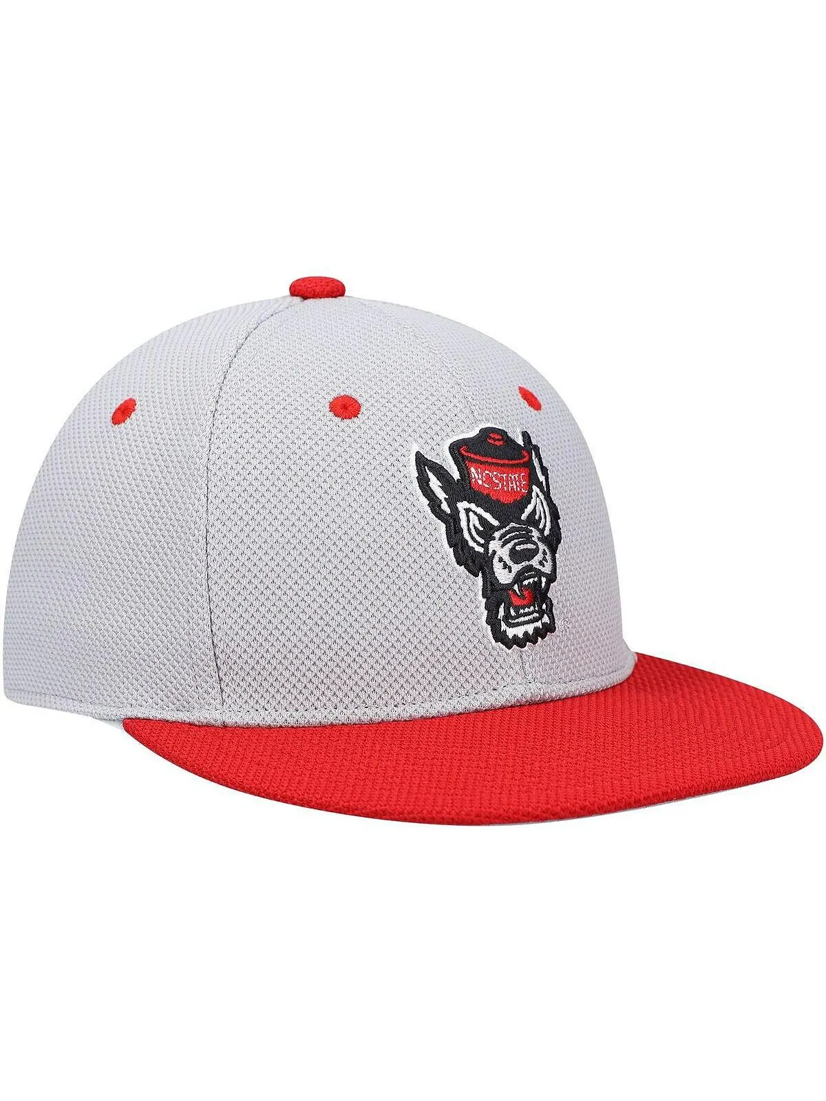 Мужская серо-красная бейсбольная кепка NC State Wolfpack для игрового поля adidas — изображение 3 из 4, серый красный