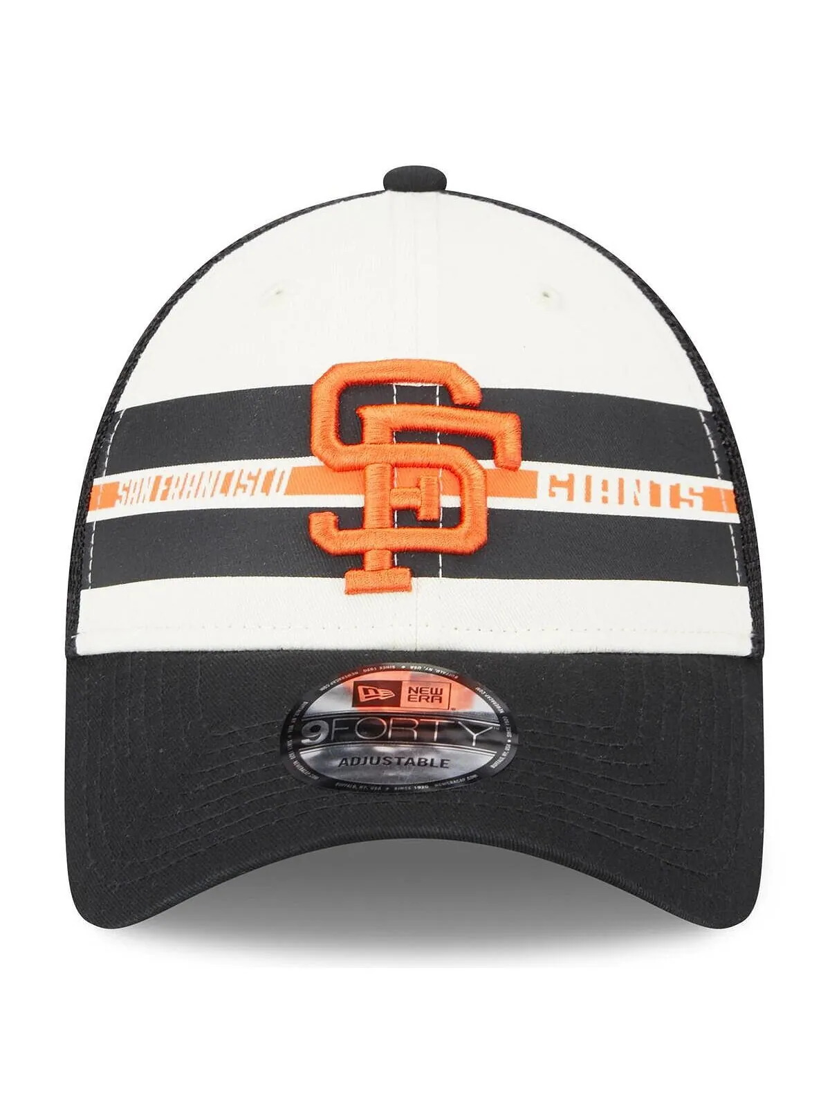 Мужская бело-черная кепка San Francisco Giants Team Stripe Trucker 9FORTY Snapback New Era — изображение 2 из 2, белый черный