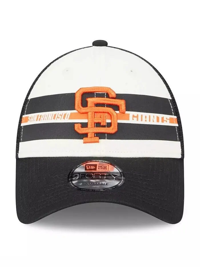 Мужская бело-черная кепка San Francisco Giants Team Stripe Trucker 9FORTY Snapback New Era — изображение 2 из 2