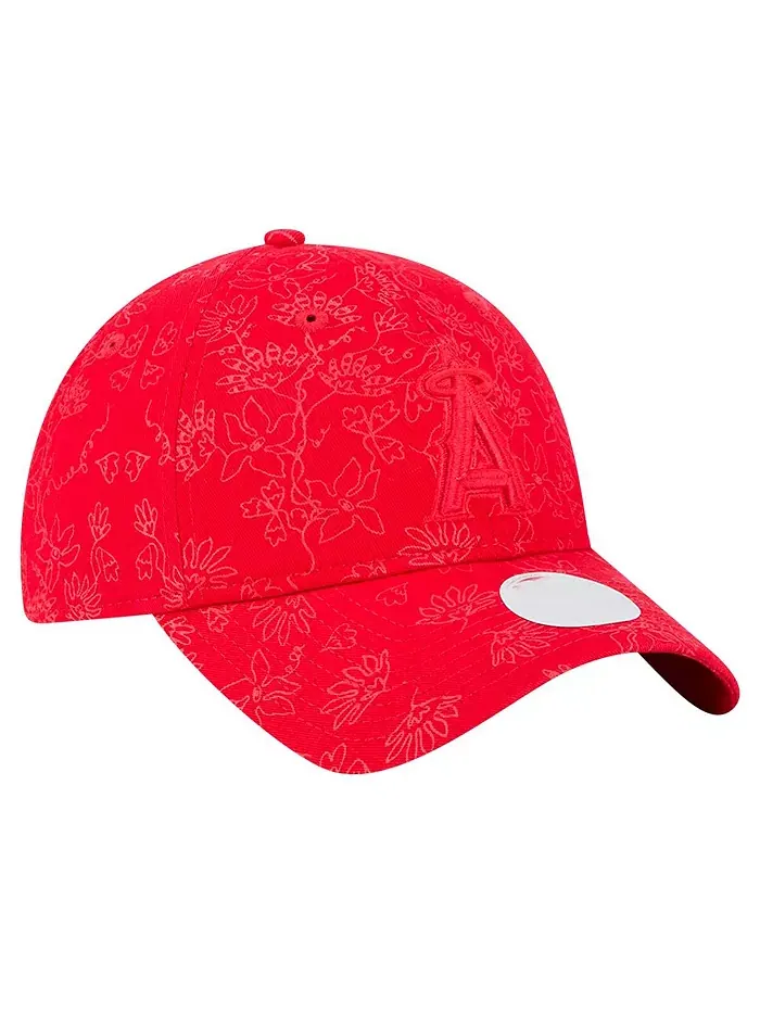 Женская регулируемая бейсболка 9TWENTY Los Angeles Angels в красном тоне с цветочным принтом New Era — изображение 3 из 5