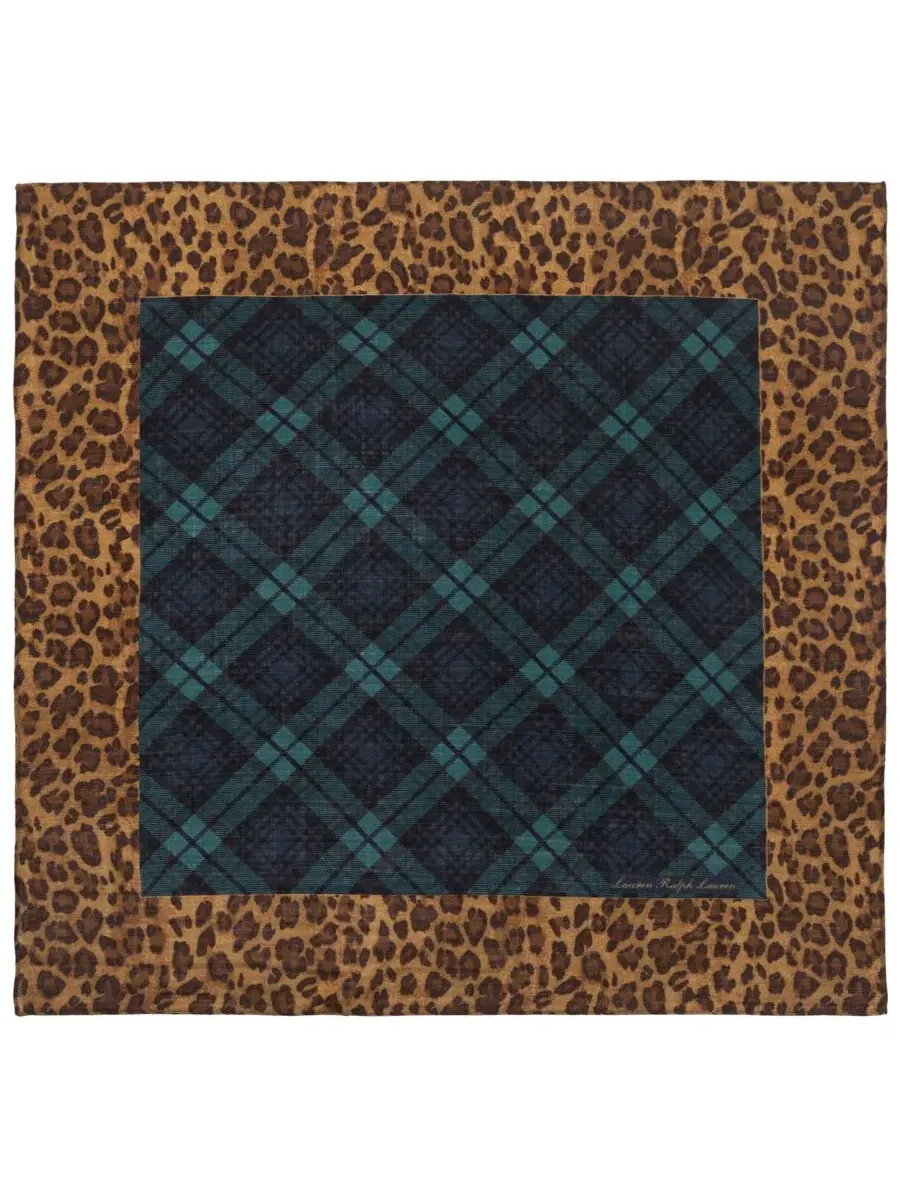 Платок квадратный с принтом Plaid Animal Lauren Ralph Lauren, Blackwatch