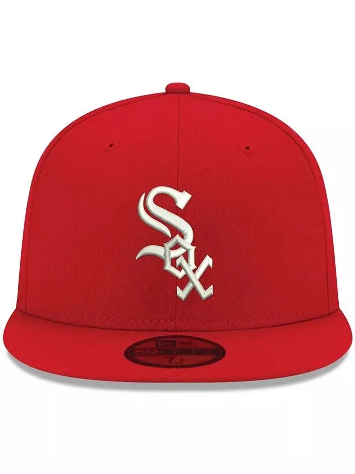 Мужская красная кепка Chicago White Sox Logo белая 59FIFTY приталенная шляпа New Era — изображение 2 из 4