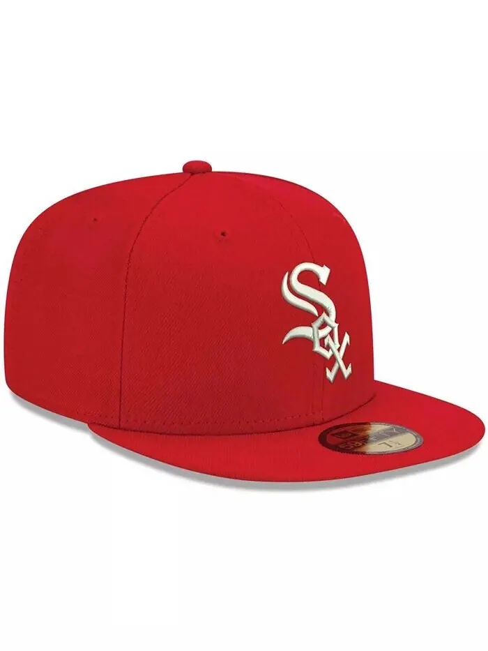 Мужская красная кепка Chicago White Sox Logo белая 59FIFTY приталенная шляпа New Era — изображение 3 из 4