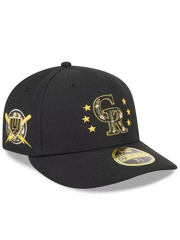 Мужская черная кепка Colorado Rockies 2024 ко Дню вооруженных сил с низким профилем 59FIFTY New Era