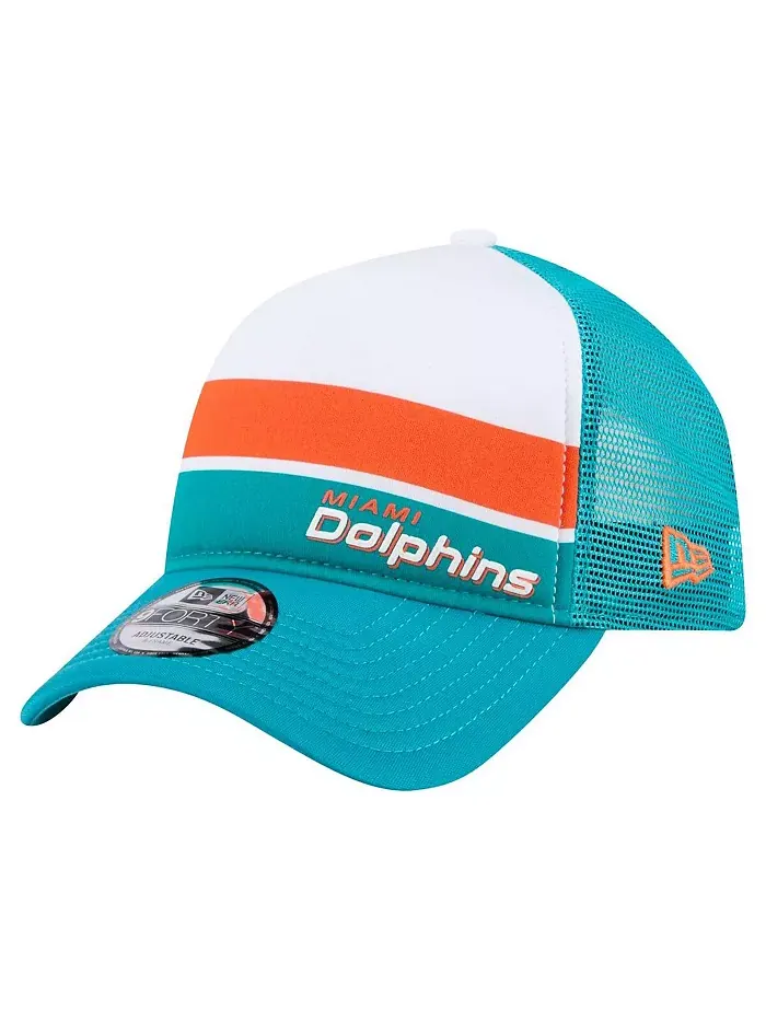Мужская регулируемая кепка 9FORTY A-Frame Trucker Miami Dolphins в бело-голубом цветовом блоке New