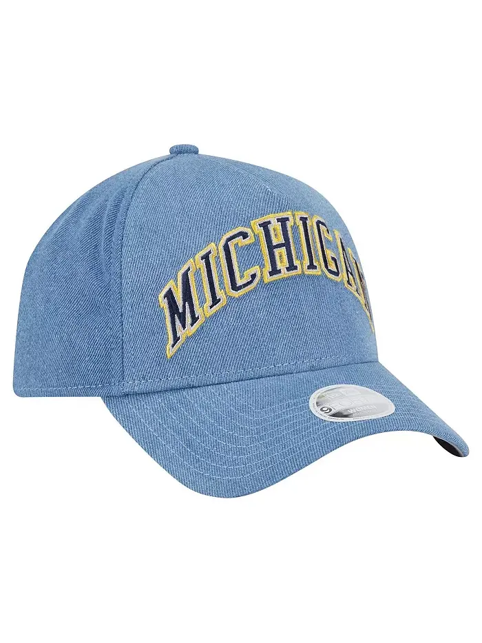 Женская джинсовая бейсболка Michigan Wolverines A-Frame 9FORTY с регулируемой застежкой New Era — изображение 3 из 4