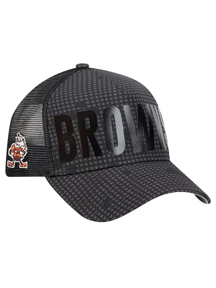 Мужская чёрная кепка Trucker 9FORTY с А-образной оправой и регулируемым креплением Cleveland Browns