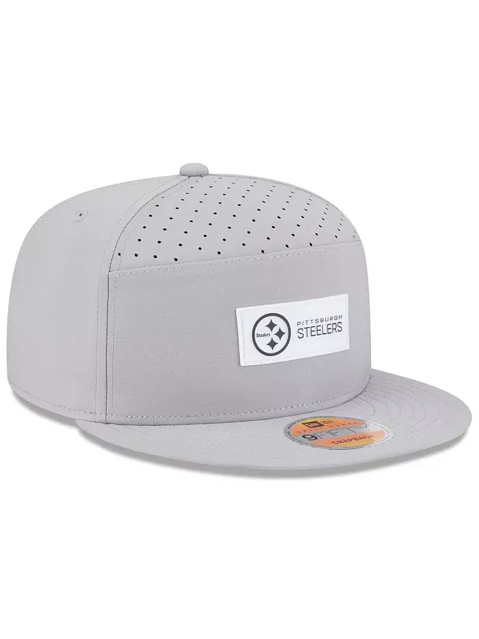 Мужская серая кепка Pittsburgh Steelers 2025 Sideline Split Panel 9FIFTY Snapback New Era — изображение 4 из 5