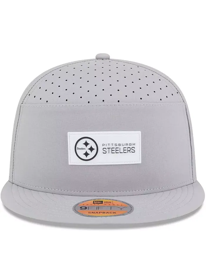 Мужская серая кепка Pittsburgh Steelers 2025 Sideline Split Panel 9FIFTY Snapback New Era — изображение 5 из 5