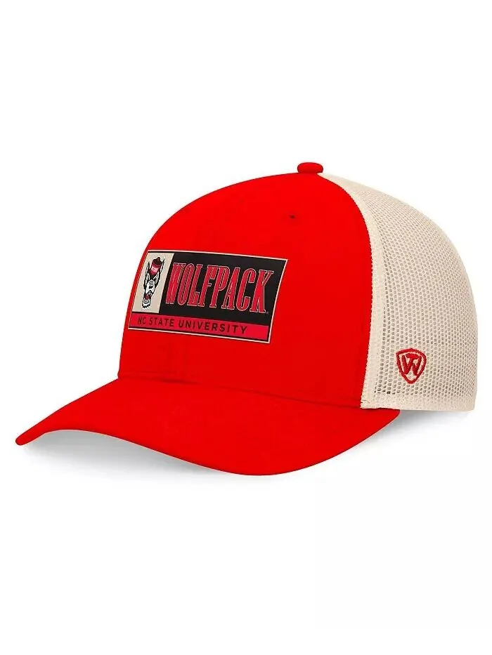 Мужская красная/натуральная регулируемая кепка NC State Wolfpack Bennett Trucker Top of the World