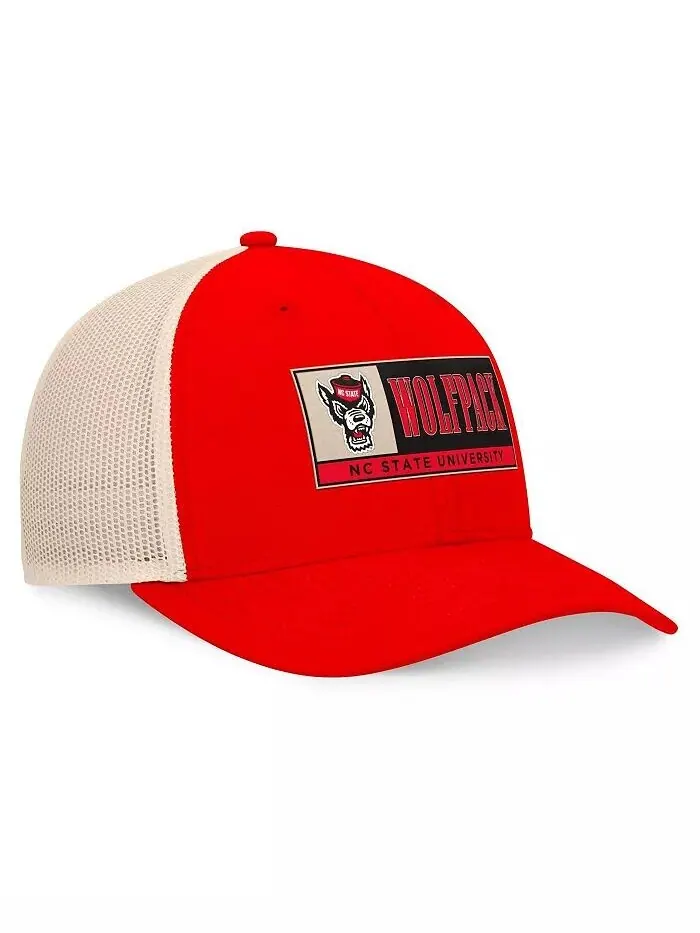 Мужская красная/натуральная регулируемая кепка NC State Wolfpack Bennett Trucker Top of the World — изображение 3 из 4