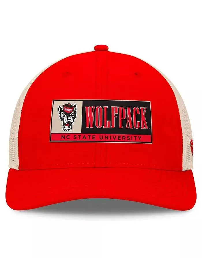 Мужская красная/натуральная регулируемая кепка NC State Wolfpack Bennett Trucker Top of the World — изображение 4 из 4