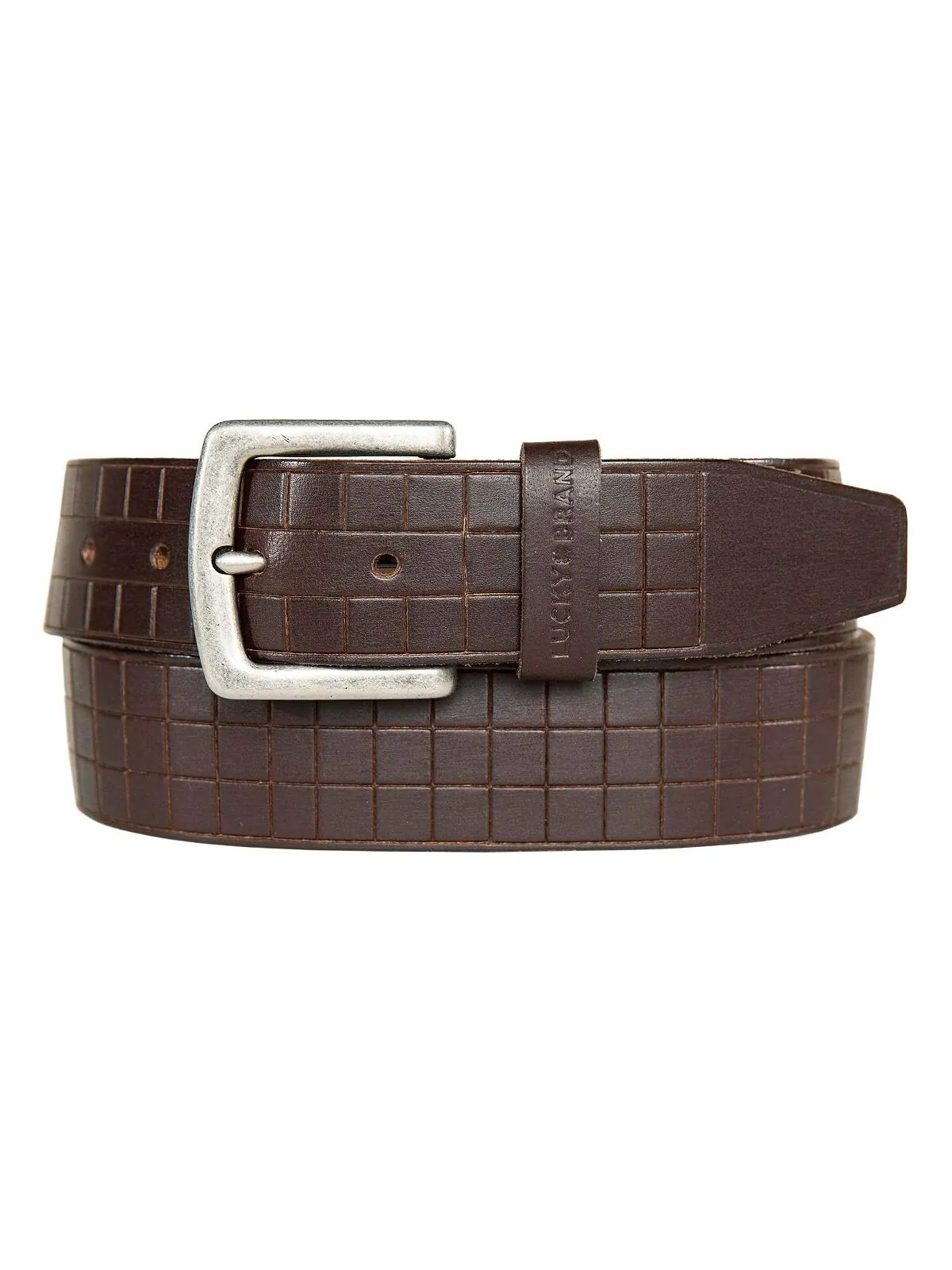 Мужской кожаный ремень с тисненой сеткой Lucky Brand