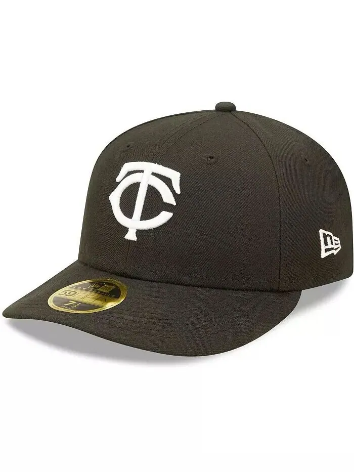 Мужская низкопрофильная шляпа Minnesota Twins черно-белая приталенная 59FIFTY New Era — изображение 1 из 2