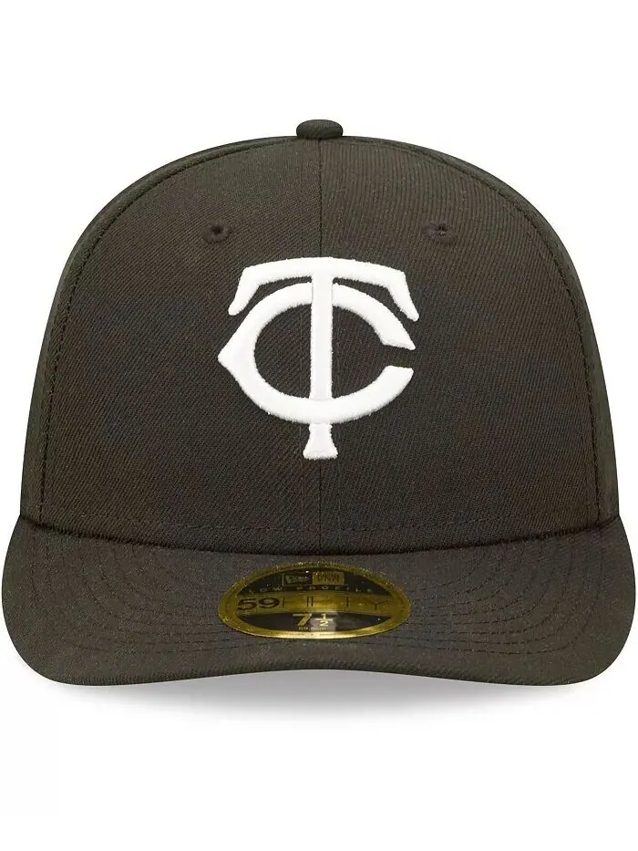 Мужская низкопрофильная шляпа Minnesota Twins черно-белая приталенная 59FIFTY New Era — изображение 2 из 2
