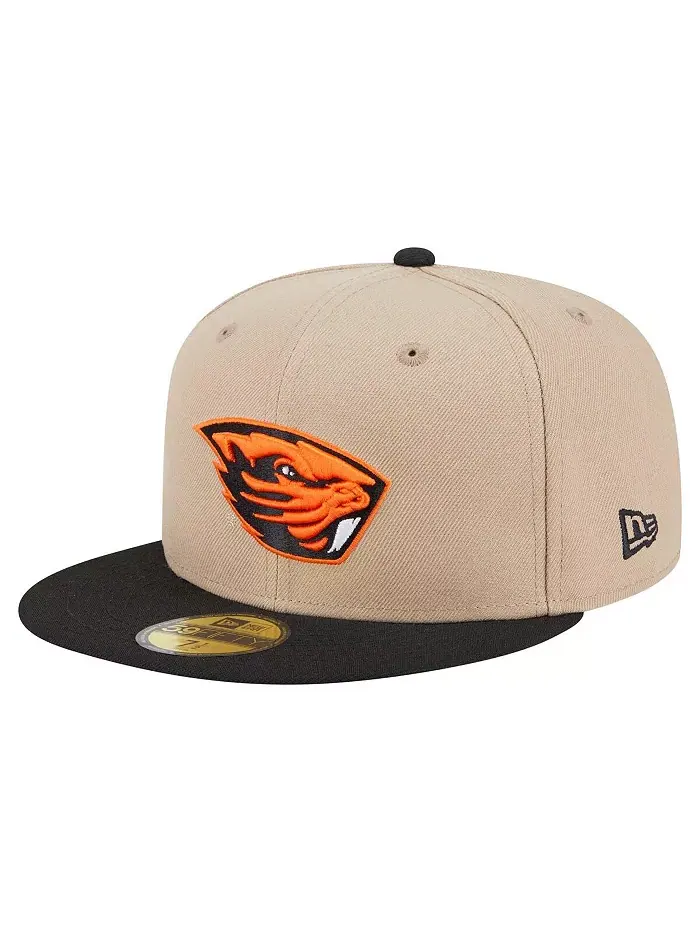 Мужская хаки Oregon State Beavers двухцветная 59FIFTY шапка fitted New Era