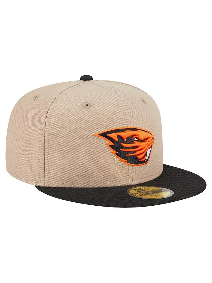 Мужская хаки Oregon State Beavers двухцветная 59FIFTY шапка fitted New Era — изображение 3 из 4