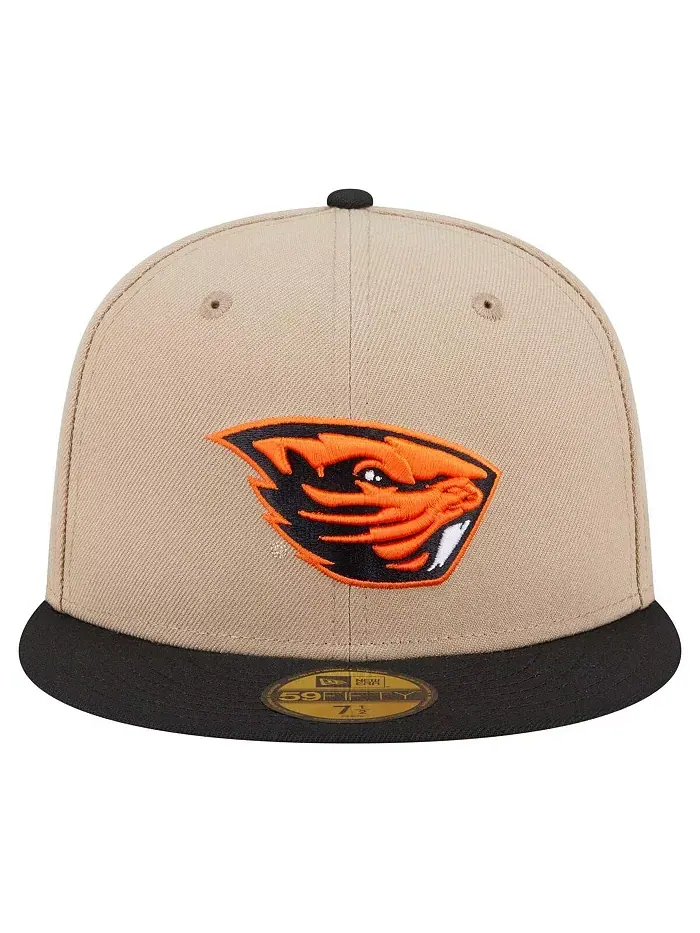 Мужская хаки Oregon State Beavers двухцветная 59FIFTY шапка fitted New Era — изображение 4 из 4
