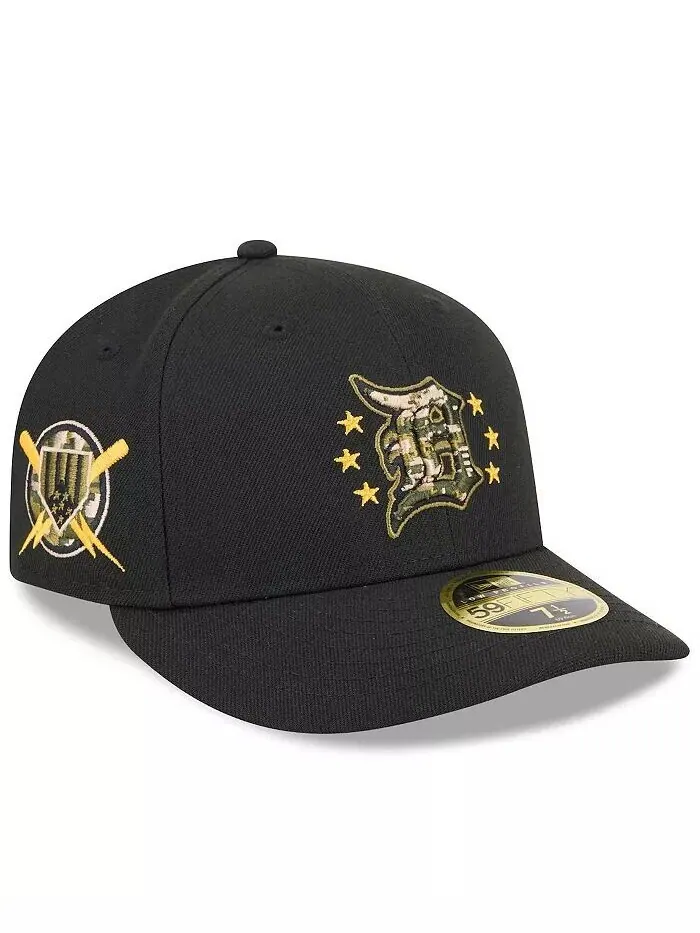 Мужская черная кепка Detroit Tigers 2024 Armed Forces Day Low Profile 59FIFTY Fitted New Era