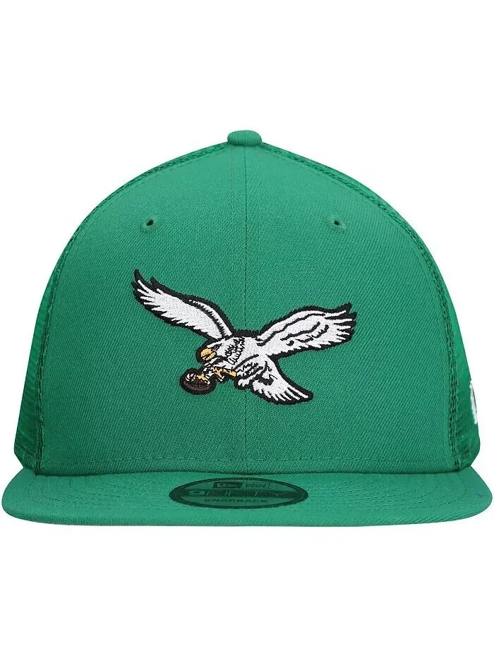 Мужская бейсболка Kelly Green Philadelphia Eagles Throwback Main Trucker 9FIFTY Snapback New Era — изображение 2 из 5