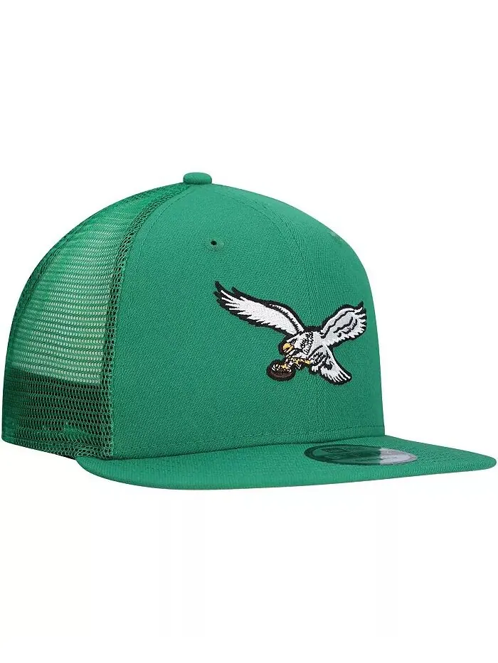 Мужская бейсболка Kelly Green Philadelphia Eagles Throwback Main Trucker 9FIFTY Snapback New Era — изображение 3 из 5