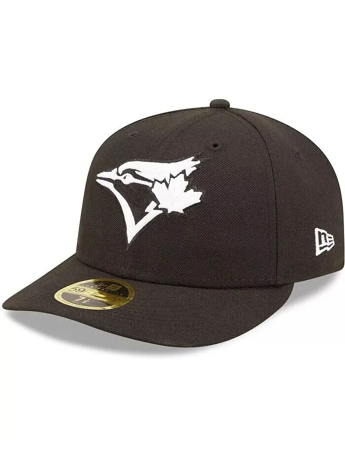 Мужская приталенная шляпа Toronto Blue Jays черно-белая с низким профилем 59FIFTY New Era