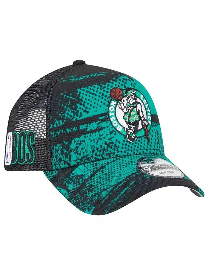 Мужская черная/зеленая кепка Boston Celtics Tip Off A-Frame Trucker 9FORTY Adjustable New Era