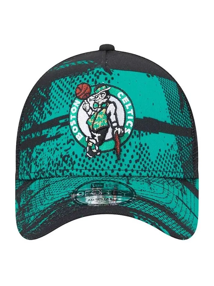 Мужская черная/зеленая кепка Boston Celtics Tip Off A-Frame Trucker 9FORTY Adjustable New Era — изображение 4 из 5