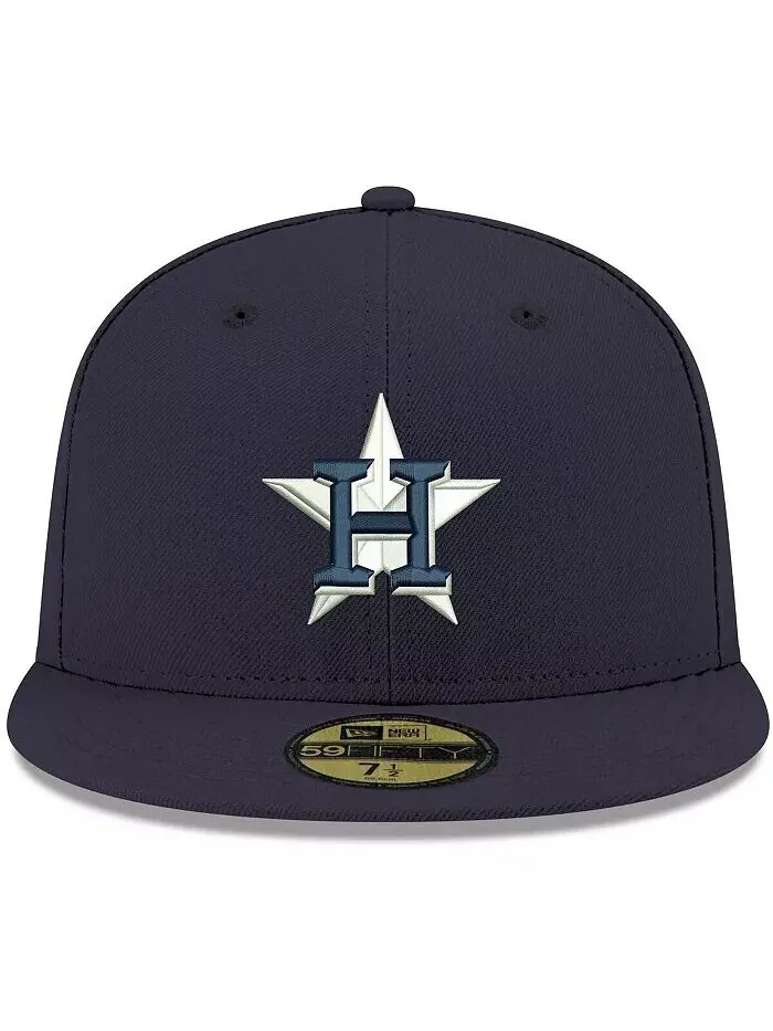Мужская темно-синяя приталенная шляпа Houston Astros Logo White 59FIFTY New Era — изображение 2 из 2