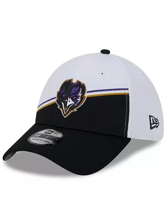 Мужская бело-черная кепка Baltimore Ravens 2023 Sideline 39THIRTY Flex New Era — изображение 6 из 8