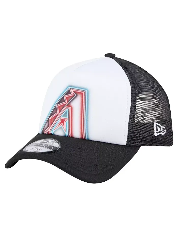 Детская белая/черная кепка дальнобойщика Arizona Diamondbacks с А-образной рамкой 9FORTY New Era