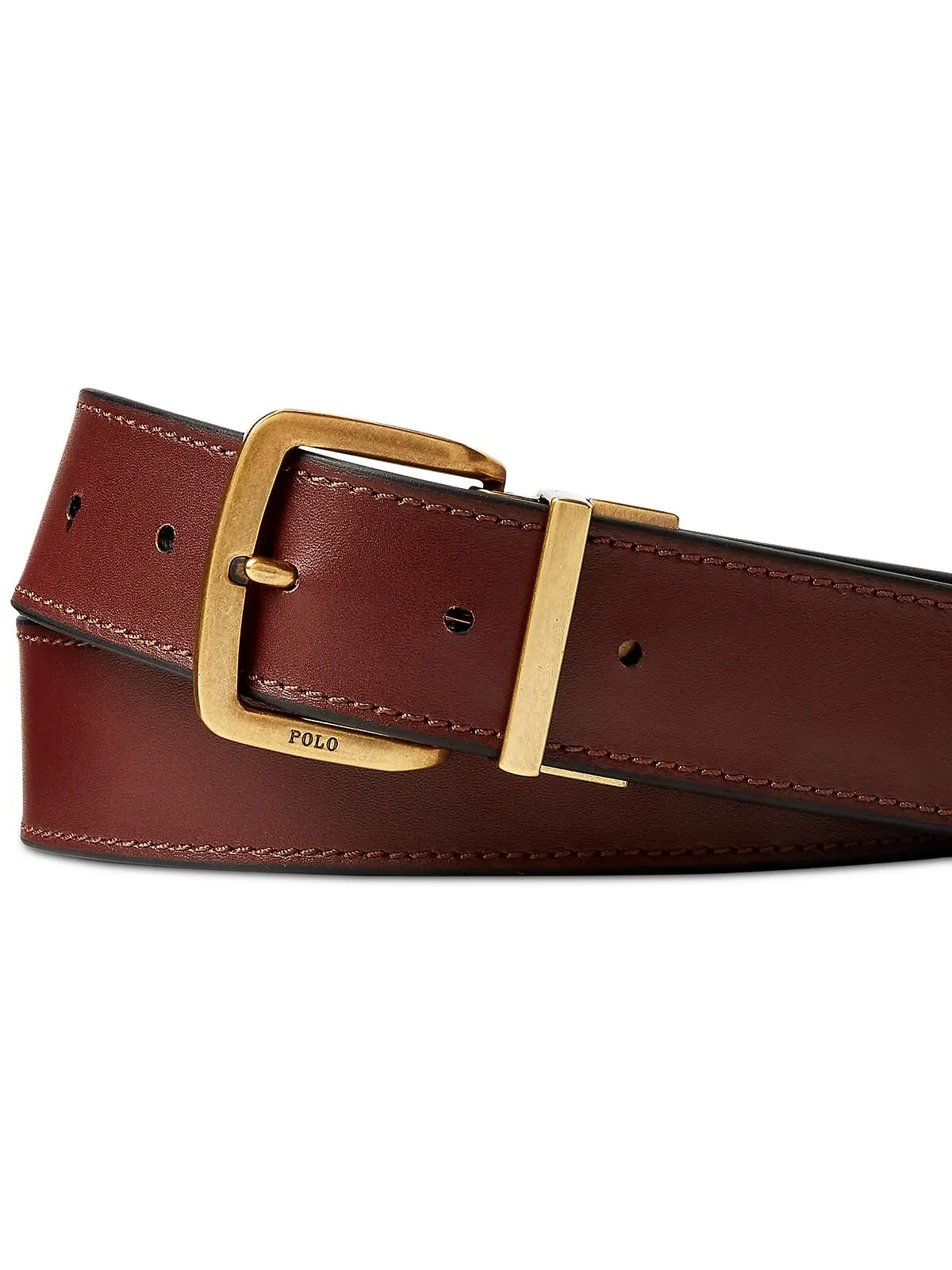 Мужской двусторонний кожаный ремень Polo Ralph Lauren — изображение 3 из 3, коричневый/черный