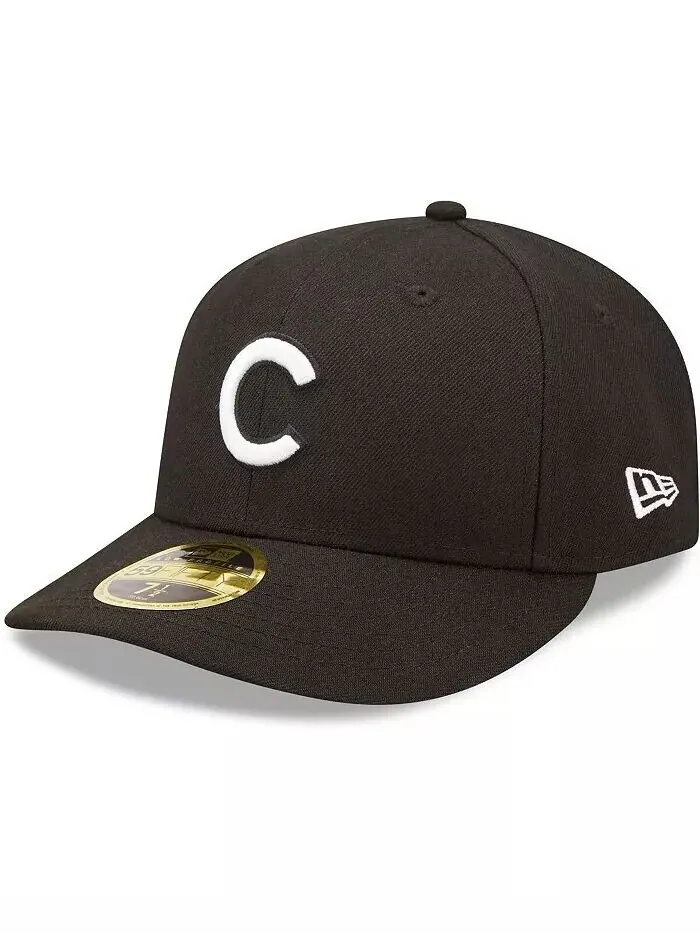 Мужская приталенная шляпа Chicago Cubs черно-белая с низким профилем 59FIFTY New Era — изображение 1 из 2