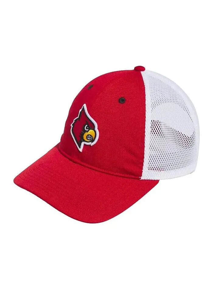 Мужская красная регулируемая шляпа с талисманом Louisville Cardinals с напуском Trucker Adidas