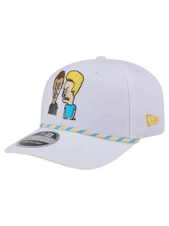 Мужская белая регулируемая кепка Beavis and Butt-Head Rope 9SEVENTY с эластичной застежкой New Era