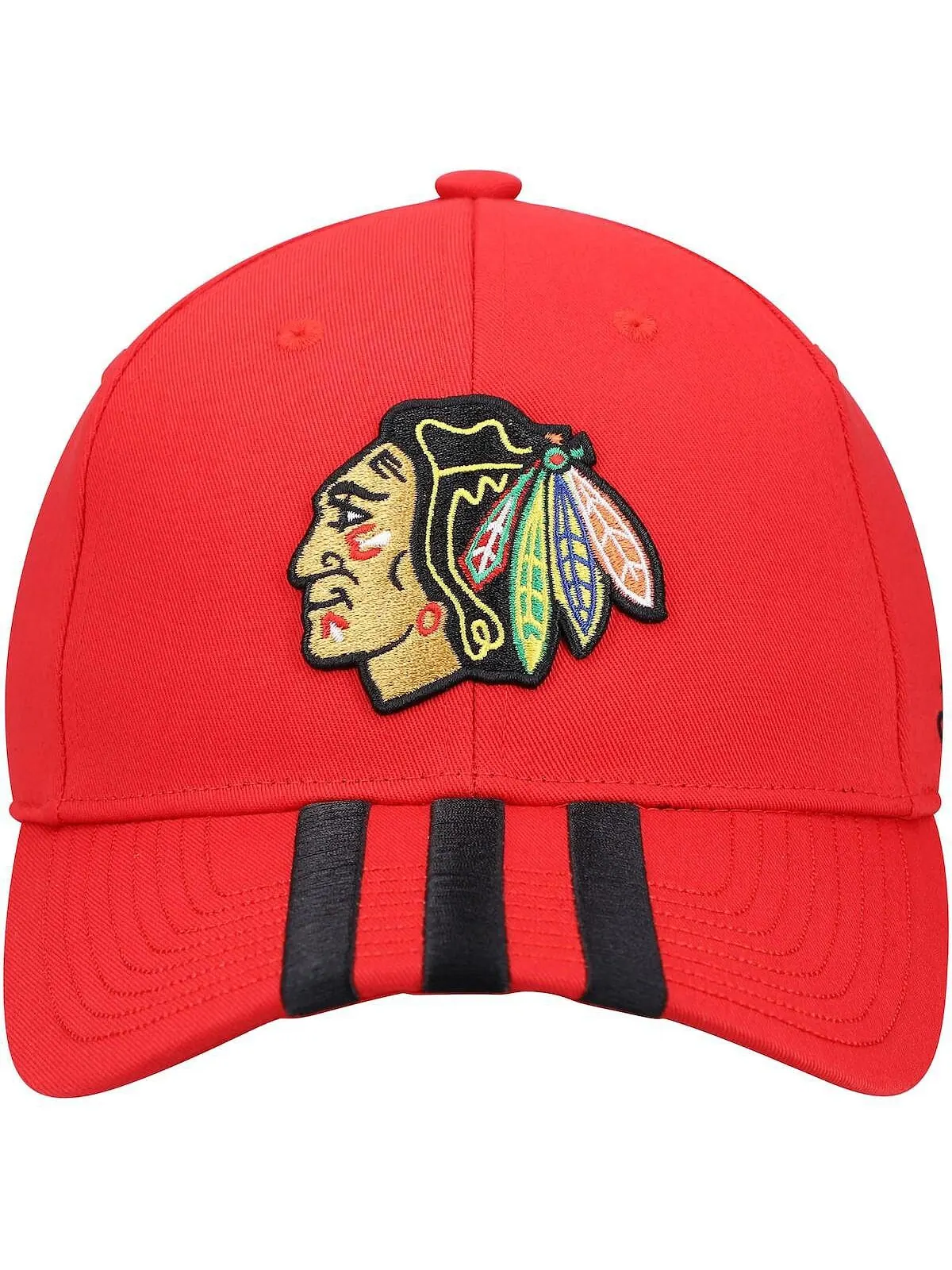 Мужская красная регулируемая кепка с тремя полосками в раздевалке Chicago Blackhawks adidas — изображение 2 из 2, красный