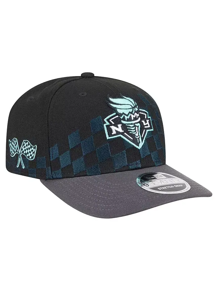 Мужская и женская черная регулируемая кепка New York Liberty 9SEVENTY с шахматным принтом New Era