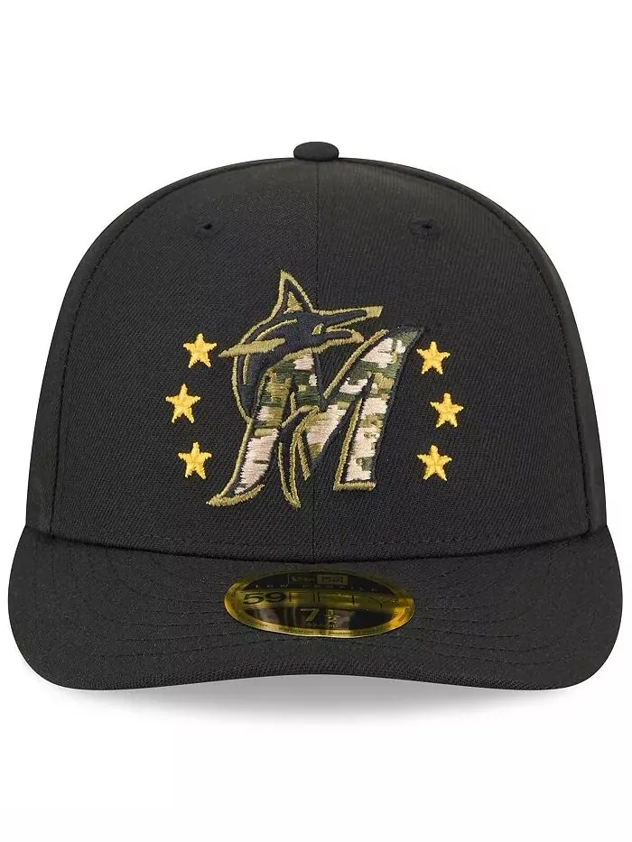 Мужская черная кепка Miami Marlins 2024 Armed Forces Day Low Profile 59FIFTY Fitted New Era — изображение 3 из 4