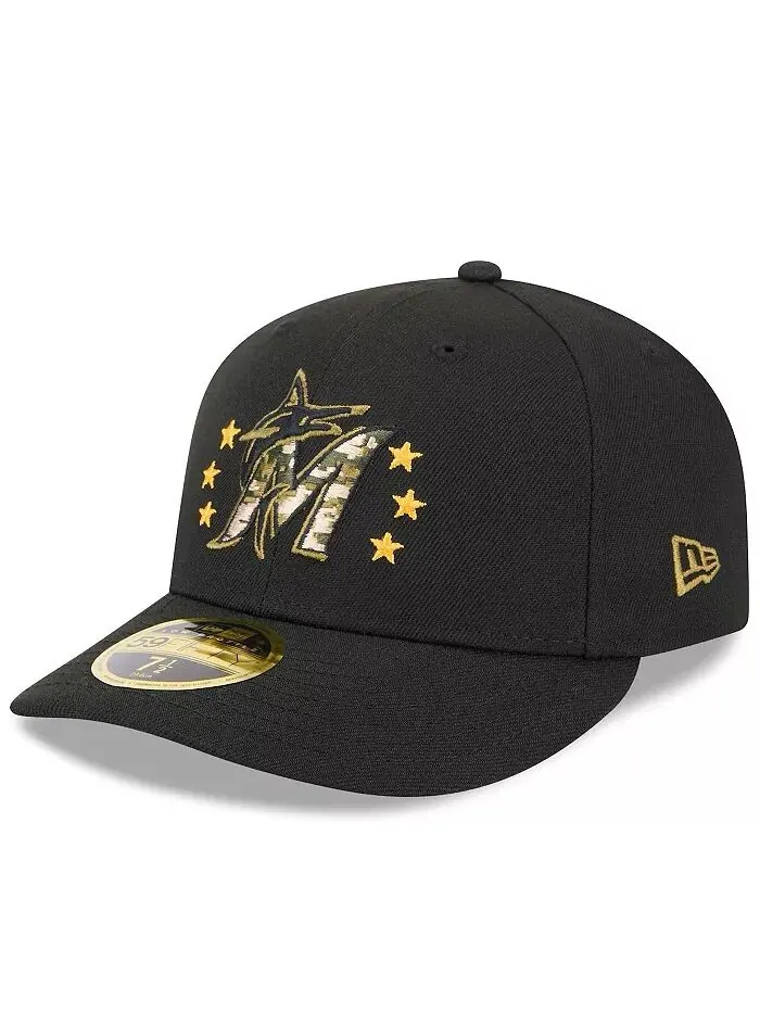 Мужская черная кепка Miami Marlins 2024 Armed Forces Day Low Profile 59FIFTY Fitted New Era — изображение 4 из 4
