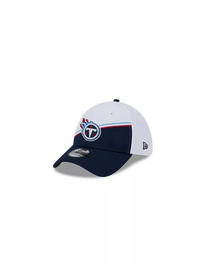 Мужская белая, темно-синяя кепка Tennessee Titans 2023 NFL Sideline 39THIRTY Flex Hat New Era — изображение 4 из 5